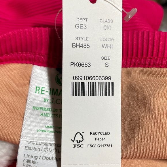 J Crew Ribbed Trim Lo Rise Hipster Full Coverage Bikini Bottom Red S (4-6) NWT - Picture 7 of 7